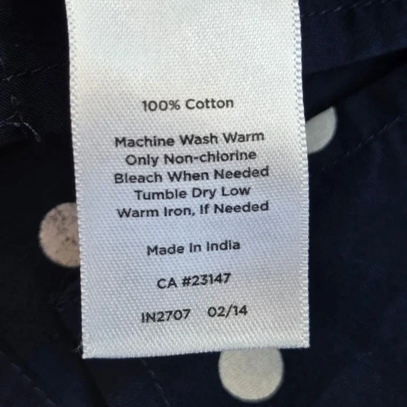 Talbots Polka Dot Cotton Button Down Shirt Womens MP Navy Blue White - Picture 3 of 6